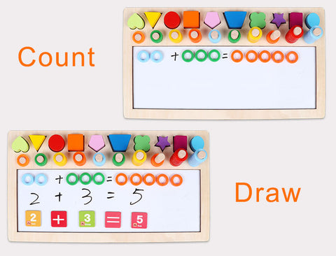 Image of Children Wooden Montessori Materials Learning Count Numbers Matching Digital Shape Match Drawing board Education Math Toys - Box of Lots 2