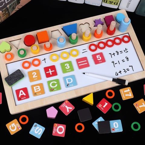 Image of Children Wooden Montessori Materials Learning Count Numbers Matching Digital Shape Match Drawing board Education Math Toys - Box of Lots 2