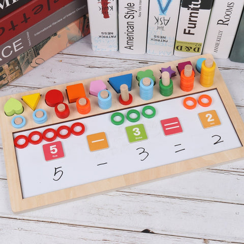 Image of Children Wooden Montessori Materials Learning Count Numbers Matching Digital Shape Match Drawing board Education Math Toys - Box of Lots 2