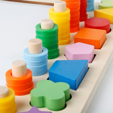 Image of Children Wooden Montessori Materials Learning Count Numbers Matching Digital Shape Match Drawing board Education Math Toys - Box of Lots 2