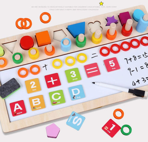 Image of Children Wooden Montessori Materials Learning Count Numbers Matching Digital Shape Match Drawing board Education Math Toys - Box of Lots 2