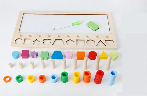 Image of Children Wooden Montessori Materials Learning Count Numbers Matching Digital Shape Match Drawing board Education Math Toys - Box of Lots 2