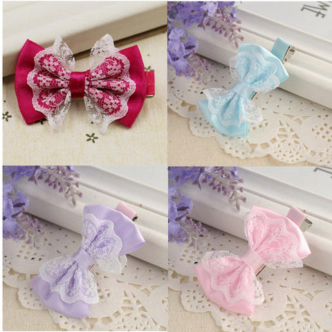 Image of Cute Lace Bowknot Girl Hair Clips - Box of Lots 2